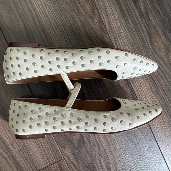 Madewell Ivory Mary Jane Studded Ballet Flats Size 8 - Picture 5 of 8